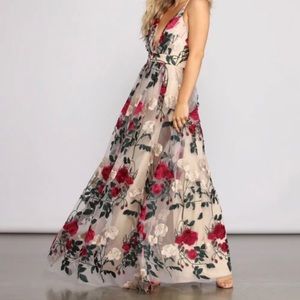 Windsor Charena formal embroidered  tule dress.